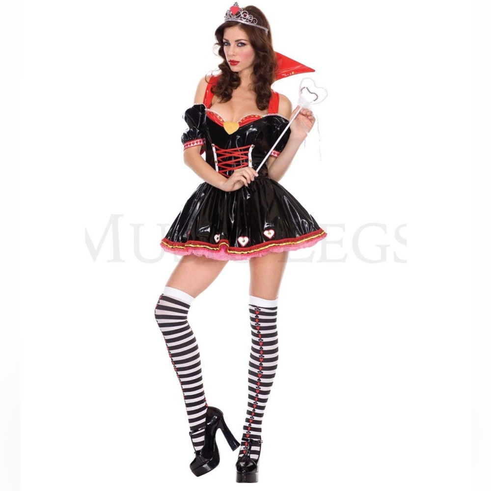 Music Legs Sexy Vinyl Queen of Heart Adult Costume Halloween Size XS New